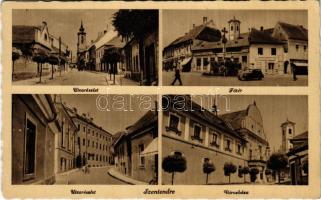 1943 Szentendre, utca részlet, Fő tér, automobil, Városháza (EK)