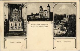 1909 Máriaradna, Radna (Lippa, Lipova); Kegytemplom, Kálvária, Főoltár. Rauch Sándor kiadása / pilgrimage church, main altar, calvary. Art Nouveau (EK)