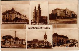 1929 Kiskunfélegyháza, Városi szálló és gőzfürdő, városháza, állami tanítóképző, Római katolikus főgimnázium és Constantinum leánynevelő intézet. Vesszősi kiadása (EK)