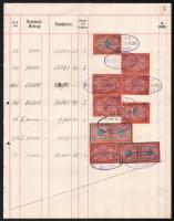 Bécs 1919 Értékpapír forgalmi napló lapja 14K értékű értékpapír forgalmi adóbélyeggel