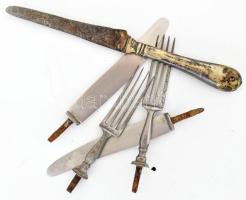 Vegyes bolha tétel: magyar zászló, vonaljegyek, bélyegek, képeslapok, régi evőeszközök, stb