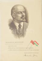cca 1965-70 Schablik Sándorné, Schablik Sándor tanácsköztársasági forradalmár, munkásőr parancsnok felesége részére kiállított emléklap húsz éves párttagság alkalmából, Kádár János nyomtatott aláírásával, 29,5x21 cm /