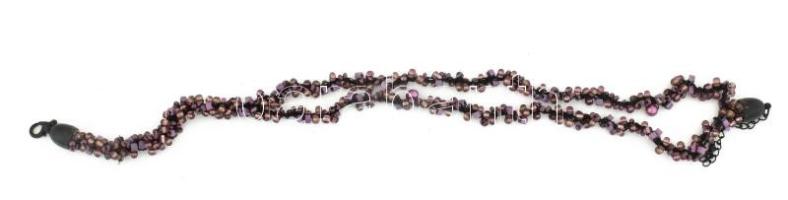 Kétsoros üveggyöngy nyaklánc, h: 41 cm