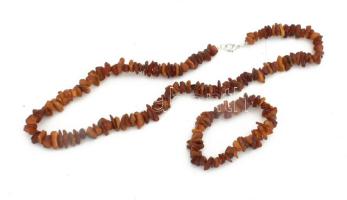 Borostyánszínű nyaklánc és karkötő