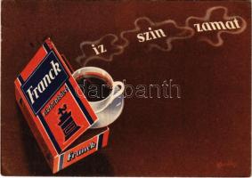 Íz - szín - zamat. Franck cikóriakávé reklámja. Budapesti Árumintavásár / Hungarian chicory coffee advertisement postcard s: Macskássy + "1947 Budapesti Őszi Vásár" So. Stpl (EK)