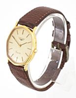 Longines quartz karóra, kissé karcos számlappal, kissé sérült szíjjal, nem jár (elemcserével nem vol...