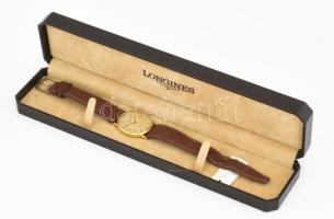 Longines quartz karóra, kissé karcos számlappal, kissé sérült szíjjal, nem jár (elemcserével nem vol...