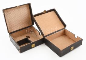 2 db kemény bőr tárolódoboz, fogó nélkül, 21x18x7 cm