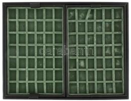 Ásványtartó, 84 férőhelyes, két kivehető rekesszel, vászonborítással és bársony béléssel, 37x29,5x4,...