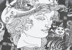 3 db Hollóházi porcelán (tányér, bonbonier, tálka), Szász Endre által tervezett mintával. (Kézzel ar...