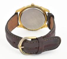 CMI Quartz svájci karóra, dátumkijelzős, másodpercmutatós, kopott fém tokkal, elem cserére szorul, d...