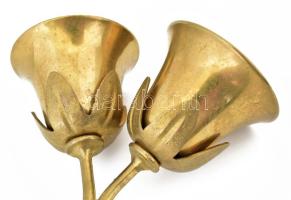 Kétágú réz csengő, h: 15 cm