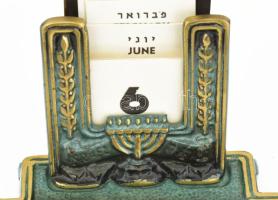 Izraeli iparművész asztali levélbontó és naptár. Réz, zománcozott, jelzett: Dayagi Made in Israel. M...