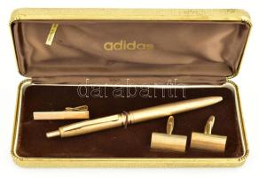 Adidas aranyozott toll, nyakkendőcsipesz és mandzsetta szett, eredeti dobozában