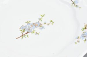 Zsolnay virág mintás porcelán süteményes készlet. Matricás, jelzett, hibátlan d: 16 cm, 25 cm