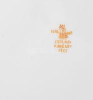 Zsolnay virág mintás porcelán süteményes készlet. Matricás, jelzett, hibátlan d: 16 cm, 25 cm