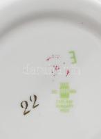 Zsolnay lila virág mintás teás készlet. Hat személyes, matricás, jelzett, hibátlan