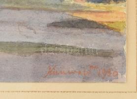 Kunwald Cézár (1870-1947). Napfényes utca, 1930. Akvarell, papír, jelzett. Üvegezett fakeretben. 17,...