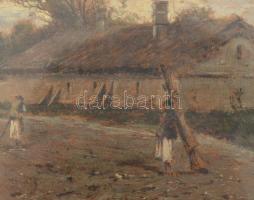 Tölgyessy Artúr (1853-1920): Tanyavilág. Olaj, fatábla, jelezve balra lent. Üvegezett fakeretben. 15...