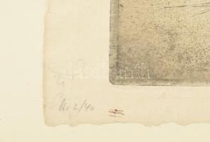 Lénárd Lévy Róbert (1879-1936): Kisváros tere. Rézkarc, papír. Jelzett. Számozott: 2/40. 16x21,5 cm....