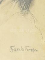 Frank Frigyes (1890-1976): Arckép. Ceruza, papír. Jelzett. 33,5x25 cm. Üvegezett fakeretben