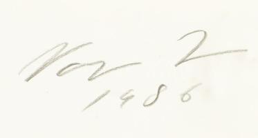 Varga Imre (1923-2016): Fekvői akt. Szitanyomat, papír, jelzett. Közepén kissé hullámos. 51x36 cm