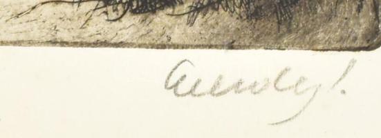 Élesdy István (1912-1987): Kis házak. Rézkarc, papír, jelzett, kartonra kasírozva, lap széle kissé f...