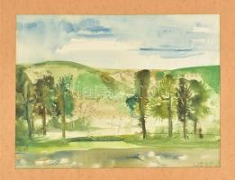 Lieber Éva (1932-2005): Dombos táj. Akvarell, papír. Jelzett. Paszpartuban. 28x37,5 cm