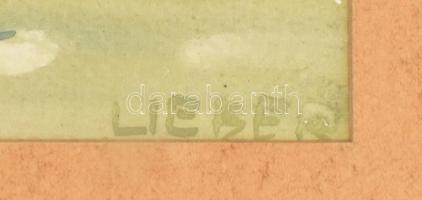 Lieber Éva (1932-2005): Dombos táj. Akvarell, papír. Jelzett. Paszpartuban. 28x37,5 cm