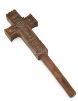 1863 Szláv ortodox faragott fa kereszt korpusszal. Pópák számára. Szép állapotban 22 cm
