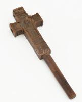 1863 Szláv ortodox faragott fa kereszt korpusszal. Pópák számára. Szép állapotban 22 cm
