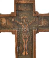 1863 Szláv ortodox faragott fa kereszt korpusszal. Pópák számára. Szép állapotban 22 cm