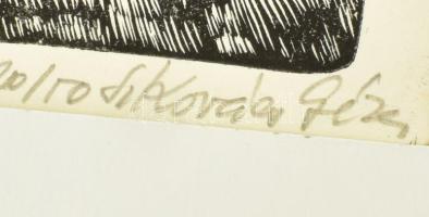 Sz. Kovács Géza (1938-): Segesvári óratorony. Linómetszet, papír, jelzett, számozott (20/50). .32x24...