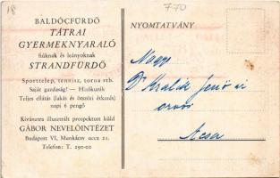 Baldóc, Baldócz-fürdő, Kúpele Baldovce; Tátrai gyermeknyaraló fiúknak és lányoknak, strandfürdő, spo...