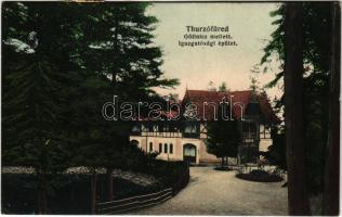 1908 Thurzófüred, Kupele Turzo (Gölnicbánya, Gelnica); Igazgatósági épület. Feitzinger Ede No. 734L. c. / spa directorate building (kis szakadás / small tear)