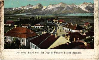 1904 Felka, Velká (Poprád, Magas-Tátra, Vysoké Tatry); Die hohe Tátra von der Poprád-Felkaer Straße gesehen / Felka és Tátra látképe / general view, mountains (vágott / cut)