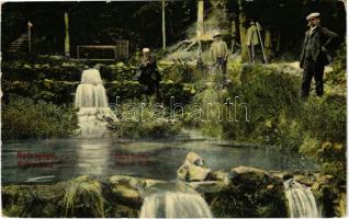 1910 Barlangliget, Höhlenhain, Tatranská Kotlina (Tátra, Magas Tátra, Vysoké Tatry); Zúgó forrás. Kottás Berta kiadása 439. / Rausch Quelle / spring source, waterfall (EK)