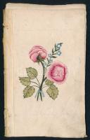 cca 1860 Kézzel írott versek valamint 3 kézzel rajzolt virág illusztráció füzet töredéken. Hazafias és szerelmes versek vegyesen. Ismeretlen szerzőtől (24) p.