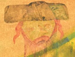 Magén István (1950-): Napimádó. Akvarell, papír, Jelzett, 61x42 cm