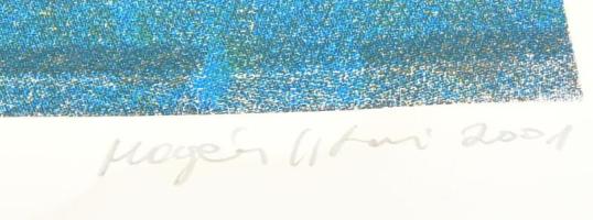 Magén István (1950-): Világról világra, Szitanyomat, papír jelzett, sorszmozott 30/30 57x39 cm Folto...