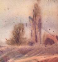 Csák Máté (1938-2017): Magyar táj. Akvarell, papír, jelzett. Üvegezett fa keretben, 42x50 cm