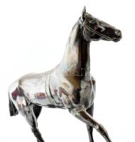 Ezüstözött ló szobor. Fa alapon, Jelzett, Egyik füle hiányzik, több helyen javított, 1939-es köszönő...