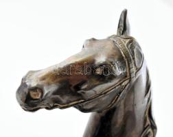 Ezüstözött ló szobor. Fa alapon, Jelzett, Egyik füle hiányzik, több helyen javított, 1939-es köszönő...