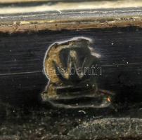 Ezüstözött ló szobor. Fa alapon, Jelzett, Egyik füle hiányzik, több helyen javított, 1939-es köszönő...