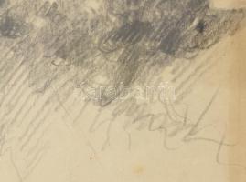 Azonosíttalan jelzéssel: Faun fej. Ceruza, papír. XIX. sz. 16x11 cm Keretben