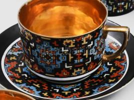 L&S régi art deco porcelán teás készlet. Hat személyes Aranyozott, kézzel festett, néhány kisebb...