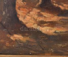 Zubor Rezső (?-?), működött a XX. sz. első felében: Sétáló szerelemespár. Olaj, karton, Jelzett. Dek...