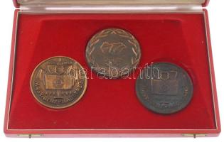 ~1970. "Magyar Néphadsereg" 3db öntött bronz emlékérem eredeti, sérült tokban (81mm) T:XF