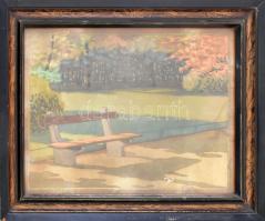 Rácz Tibor (?-?), működött a XX. sz .első felében: Napfényes park. Akvarell, papír. Hátoldalán jelze...