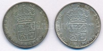 Svédország 1962-1963. 1K Ag "VI. Gusztáv" (2xklf) T:AU,XF patina 
Sweden 1962-1963. 1 Kro...